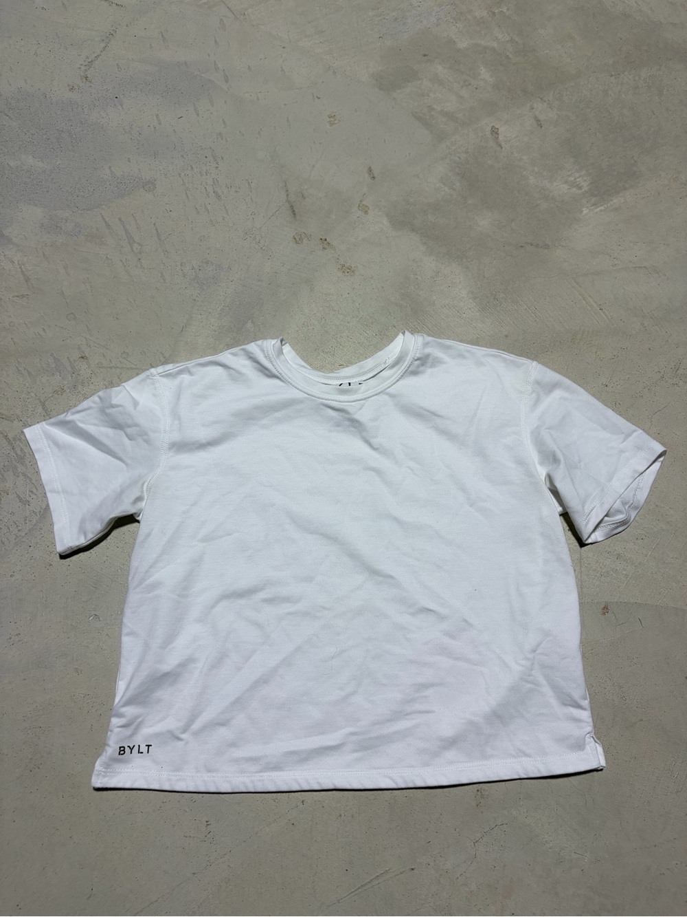 Bylt premium basics White Short-Sleeve essential cropped Crewneck Tee XS